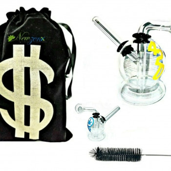 Newzenx Oil Meth Crystal Bong 3.5 Inch with Fancy Pouch & Pipe Cleaner