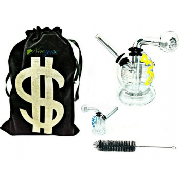 Newzenx Oil Meth Crystal Bong 3.5 Inch with Fancy Pouch & Pipe Cleaner