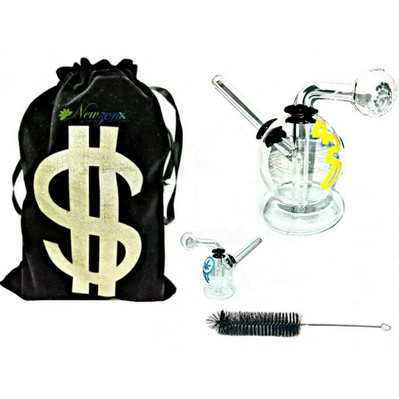 Newzenx Oil Meth Crystal Bong 3.5 Inch | Velvet Pouch & Pipe Cleaner