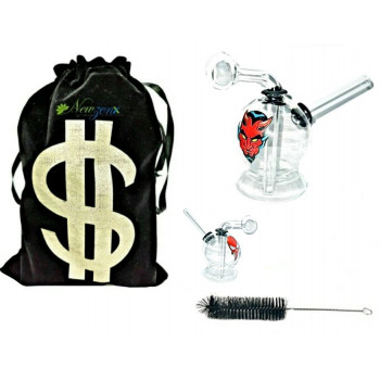 Newzenx Oil Meth Crystal 3.5 Inch Skull/Devil Bong | Including Pouch & Pipe Cleaner