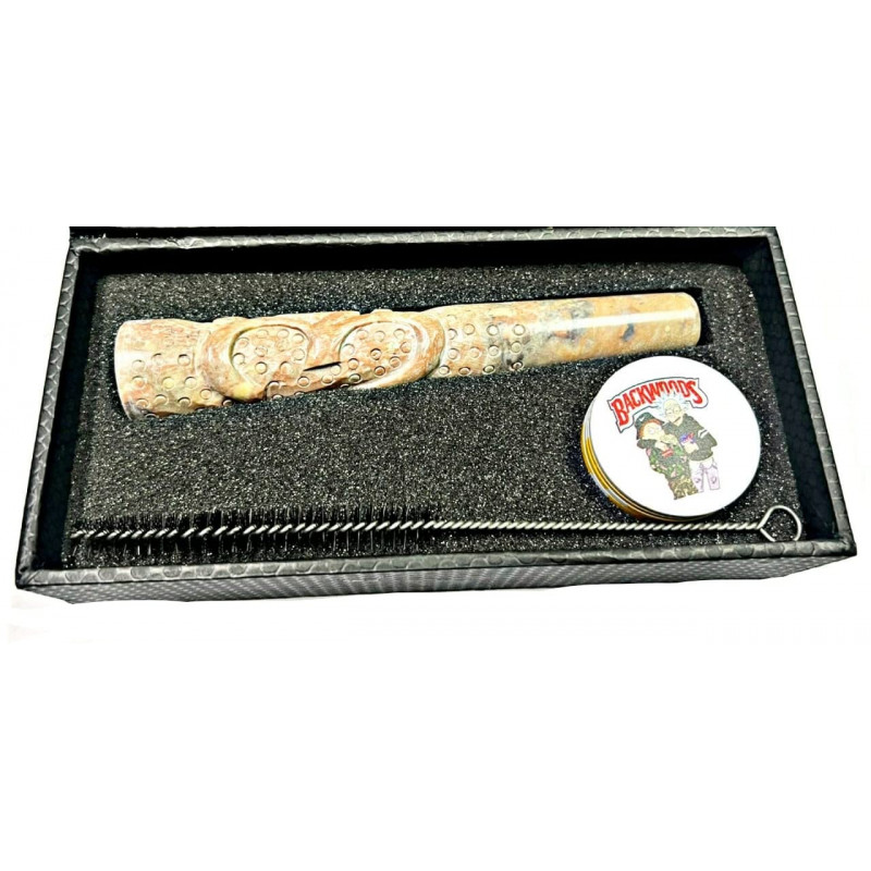 Newzenx 6" Stone Carved Hookah Chillum | Handcrafted | Herb Crusher