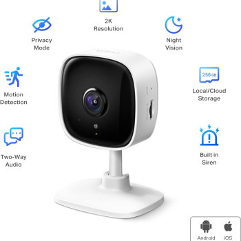 Tapo C110P4 2K Indoor Security CCTV Camera with Baby & Kids Monitoring | Wired PTZ Home Surveillance Camera