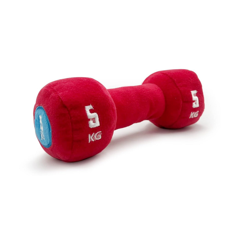 Red Dumbbell Plush Toys for Puppies, Dogs | Soft Squeaky Toys