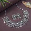 Ethnic Silver Oxidized Traditional Afghani Choker Necklace Jewellery Set for Women