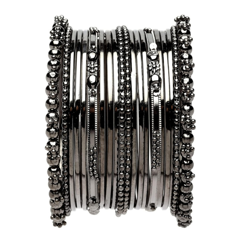 Oxidised Silver-Plated Textured Bangles Jewellery Set for Girls and Women (2.4 Inch) Oxidised Silver-Plated Textured Bangles Jewellery Set for Girls and Women (2.4 Inch)