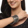 Oxidised Silver-Plated Textured Bangles Jewellery Set for Girls and Women (2.4 Inch) Oxidised Silver-Plated Textured Bangles Jewellery Set for Girls and Women (2.4 Inch)