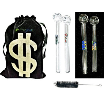 Newzenx Oil Meth Crystal Pipe Rick Monty 6 Inch | 12mm/6 Inch/2 Pieces | Pouch & Pipe Cleaner