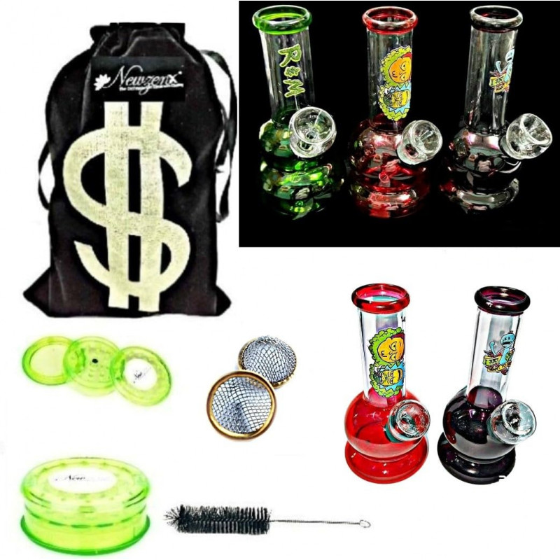 Newzenx 5 Inch Glass Mini Rick & Monty Bong Water Pipe Bong