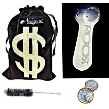 Newzenx 4 Inch Glass Smoking Pipe | ROOR Frost Color Pipe Incl. Pouch & Accessories