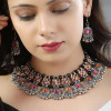 Fancy Oxidized Traditional Oxidised Earrings Necklace Jewellery Set for Women