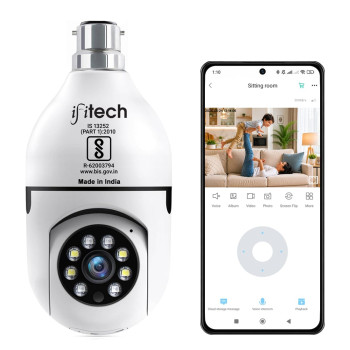 IFITech HD 1080p Smart Wi-Fi CCTV Home Security Camera | 360 degree Smart Bulb Camera | 256GB SD Card Support | Perfect for Office & Home Monitoring