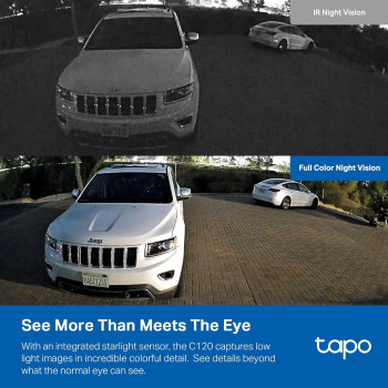 TP-Link Tapo C120 2K+ Indoor/Outdoor Wired Security CCTV Camera with Color Night Vision | Baby Monitoring | Person/Pet/Vehicle Detection | Local Storage or Cloud