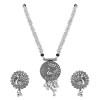 Ethnic Silver Oxidised Radha Krishna Design Long Necklace Jewellery Set