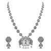 Ethnic Silver Oxidised Floral Design Ghungroo Long Necklace Jewellery With Earrings Set