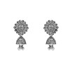 Ethnic Silver Oxidised Floral Design Ghungroo Long Necklace Jewellery With Earrings Set