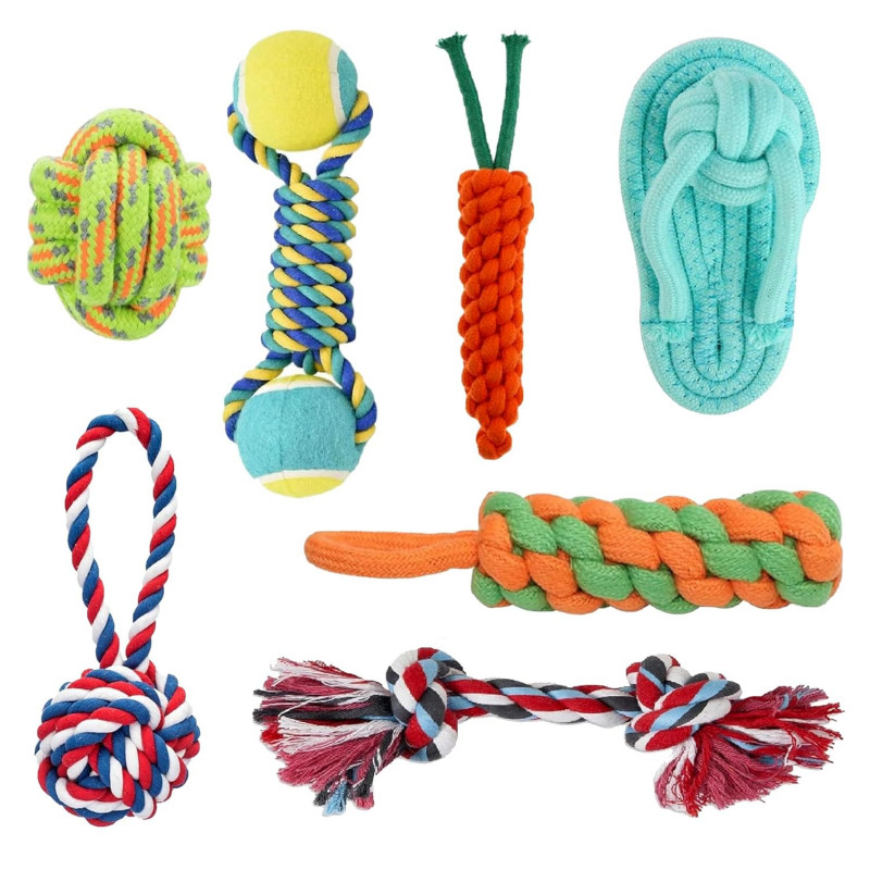 Dog Chew Cotton Rope Toys - 7 Pack Combo for Dogs & Puppies Dog Chew Cotton Rope Toys - 7 Pack Combo for Dogs & Puppies