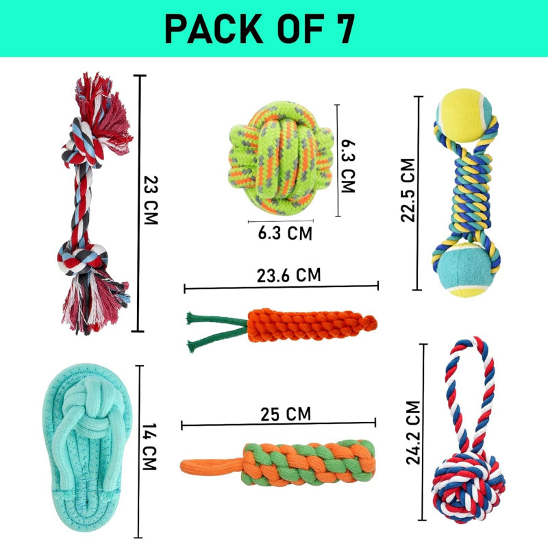 Dog Chew Cotton Rope Toys - 7 Pack Combo for Dogs & Puppies Dog Chew Cotton Rope Toys - 7 Pack Combo for Dogs & Puppies