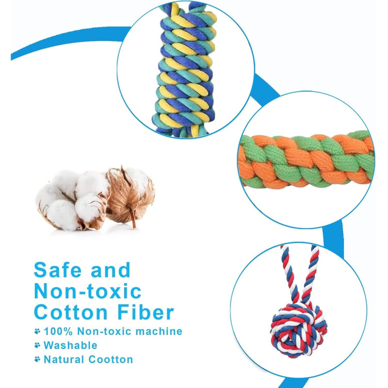 Dog Chew Cotton Rope Toys - 7 Pack Combo for Dogs & Puppies Dog Chew Cotton Rope Toys - 7 Pack Combo for Dogs & Puppies