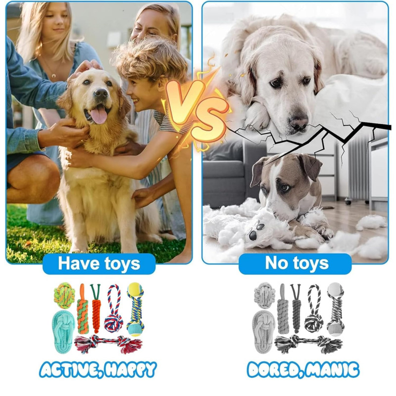 Dog Chew Cotton Rope Toys - 7 Pack Combo for Dogs & Puppies Dog Chew Cotton Rope Toys - 7 Pack Combo for Dogs & Puppies
