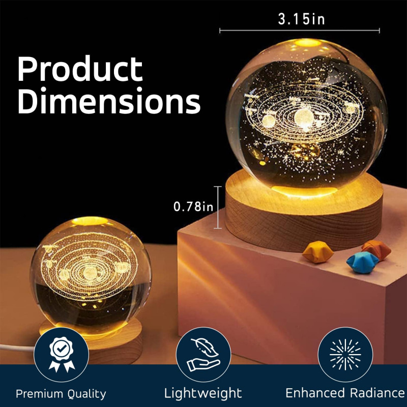 Desidiya Universe Crystal Ball Night Light,2.4 Inch Glass Ball Night LED Lamp with Woodern Base,Decorations Gifts for Men,Women,Kids,Boys,Girls,Teens Desidiya Universe Crystal Ball Night Light,2.4 Inch Glass Ball Night LED Lamp with Woodern Base,Decorations Gifts for Men,Women,Kids,Boys,Girls,Teens