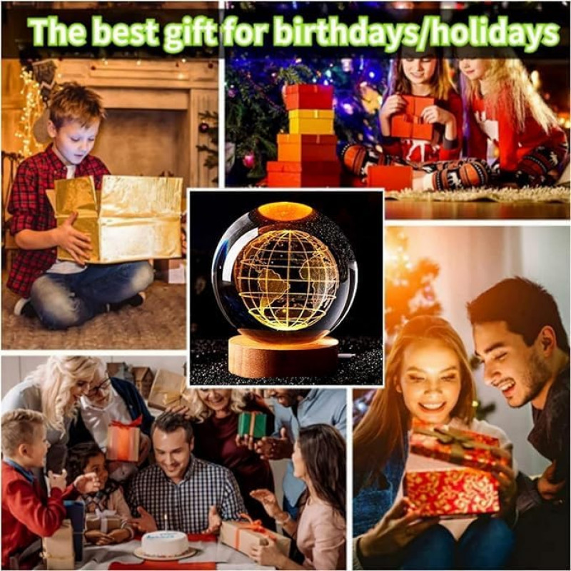 Desidiya Universe Crystal Ball Night Light,2.4 Inch Glass Ball Night LED Lamp with Woodern Base,Decorations Gifts for Men,Women,Kids,Boys,Girls,Teens Desidiya Universe Crystal Ball Night Light,2.4 Inch Glass Ball Night LED Lamp with Woodern Base,Decorations Gifts for Men,Women,Kids,Boys,Girls,Teens
