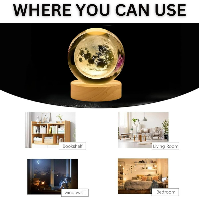 Desidiya Universe Crystal Ball Night Light,2.4 Inch Glass Ball Night LED Lamp with Woodern Base,Decorations Gifts for Men,Women,Kids,Boys,Girls,Teens Desidiya Universe Crystal Ball Night Light,2.4 Inch Glass Ball Night LED Lamp with Woodern Base,Decorations Gifts for Men,Women,Kids,Boys,Girls,Teens