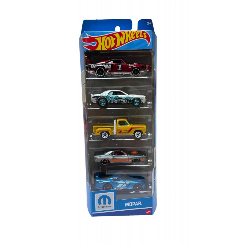 Hot Wheels Cars Pack of 5 | Dodge SRT8, Hemi Challenger, Viper GTS R, Daytona