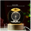 CPENSUS 3D Galaxy Crystal Ball Night Lamp,Solar System, USB Table Colorful LED Wooden Crystal Ball for Home Decoration Birthday Gift for Teens Boys and Girls (Dolphin with Moon)