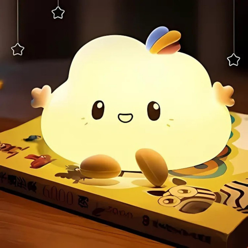 Cloud Face Silicone Night Light Lamp | 7 Color LED Lamp | Touch Sensor | USB Rechargeable | Gift for Babies, Toddlers & Children