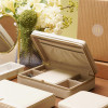 Round Faux Leather Jewellery Box for Rings, Earrings, Necklace