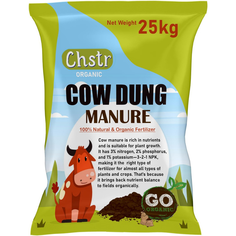 Cow Dung Manure for Gardening, Plants - 25kg | Gobar ki Khad