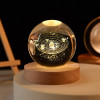 ALLWIN HOUSEWARE 3D Planet Crystal Ball Night Lamp, Solar System Night Light, USB Table Colorful LED Wooden Crystal for Teens Boys and Girls