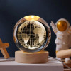 ALLWIN HOUSEWARE 3D Planet Crystal Ball Night Lamp, Solar System Night Light, USB Table Colorful LED Wooden Crystal for Teens Boys and Girls