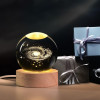 ALLWIN HOUSEWARE 3D Planet Crystal Ball Night Lamp, Solar System Night Light, USB Table Colorful LED Wooden Crystal for Teens Boys and Girls
