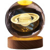 ALLWIN HOUSEWARE 3D Planet Crystal Ball Night Lamp, Solar System Night Light, USB Table Colorful LED Wooden Crystal for Teens Boys and Girls