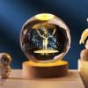 ALLWIN HOUSEWARE 3D Planet Crystal Ball Night Lamp, Solar System Night Light, USB Table Colorful LED Wooden Crystal for Teens Boys and Girls