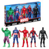 Marvel Hulk, Captain America, Iron Man, Spiderman & Black Panther Action Figure Set - 6 Inch