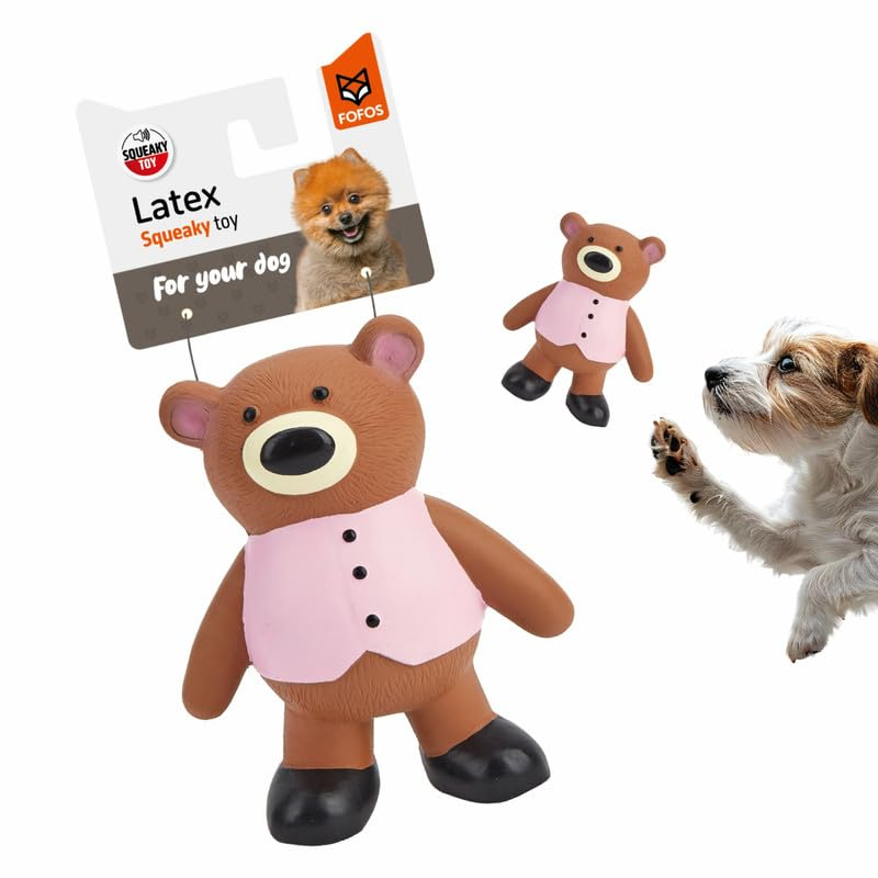 Latex Bear Squeaky Dog Toy - Brown | 100% Latex, Squeaker