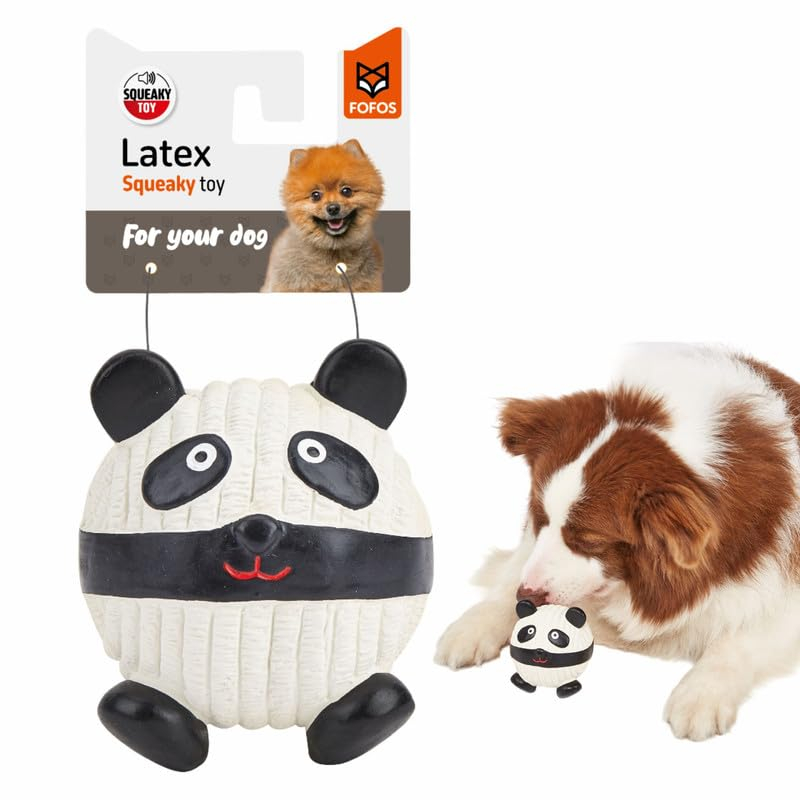 Latex Panda Ball Soft Dog Toy | Squeaker Inside - Black&White