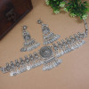 Silver Oxidised Traditional Afghani Choker Necklace Jewellery Set with Earrings