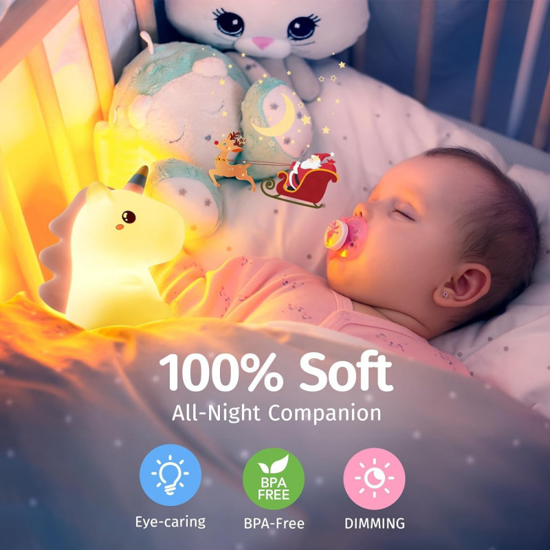 Unicorn Night Light Bedside Lamp for Kids | 16 Color Changing with Remote | USB Rechargeable LED Lamp for Kids (White & Purple) Unicorn Night Light Lamp for Kids | 16 Color Changing | USB Rechargeable LED Lamp