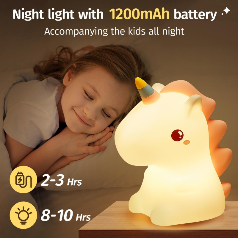 Unicorn Night Light Bedside Lamp for Kids | 16 Color Changing with Remote | USB Rechargeable LED Lamp for Kids (White & Purple) Unicorn Night Light Lamp for Kids | 16 Color Changing | USB Rechargeable LED Lamp