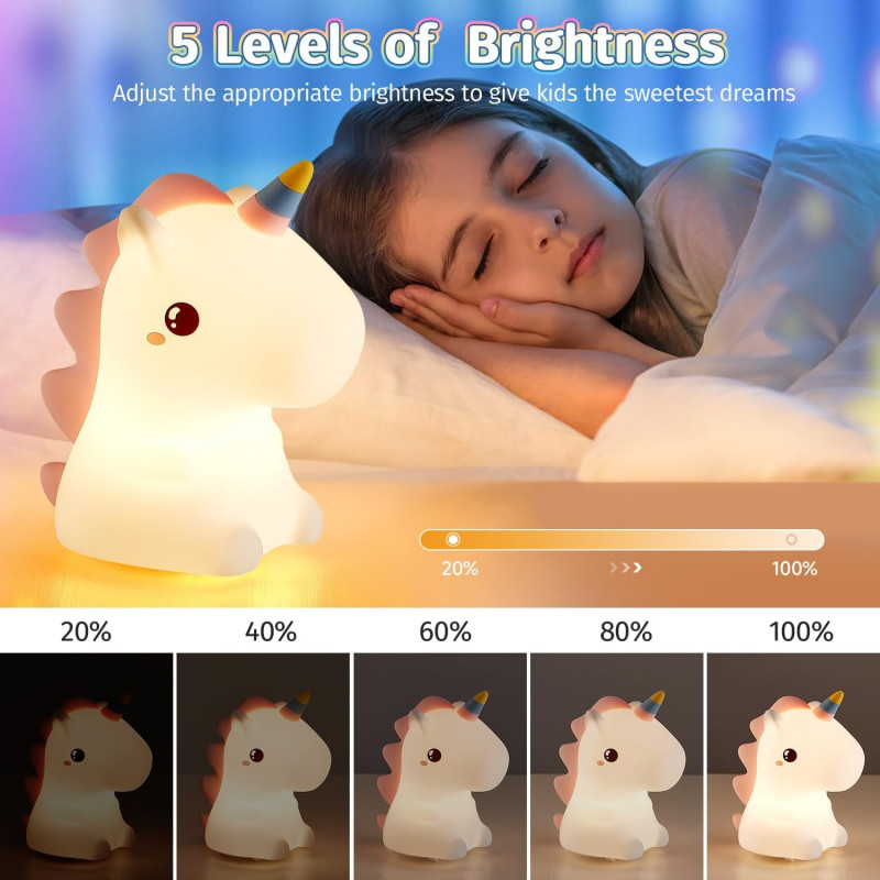 Unicorn Night Light Bedside Lamp for Kids | 16 Color Changing with Remote | USB Rechargeable LED Lamp for Kids (White & Purple) Unicorn Night Light Lamp for Kids | 16 Color Changing | USB Rechargeable LED Lamp