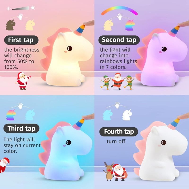 Unicorn Night Light Bedside Lamp for Kids | 16 Color Changing with Remote | USB Rechargeable LED Lamp for Kids (White & Purple) Unicorn Night Light Lamp for Kids | 16 Color Changing | USB Rechargeable LED Lamp