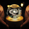 Desidiya Lord Ganesh Ji Crystal Ball Night Light 2.4 Inch Glass Ball Night LED Lamp with Woodern Base Perfect for Gift