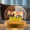 Desidiya Lord Ganesh Ji Crystal Ball Night Light 2.4 Inch Glass Ball Night LED Lamp with Woodern Base Perfect for Gift
