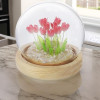 Desidiya Lord Ganesh Ji Crystal Ball Night Light 2.4 Inch Glass Ball Night LED Lamp with Woodern Base Perfect for Gift