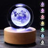 Desidiya Lord Ganesh Ji Crystal Ball Night Light 2.4 Inch Glass Ball Night LED Lamp with Woodern Base Perfect for Gift
