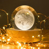 Desidiya Lord Ganesh Ji Crystal Ball Night Light 2.4 Inch Glass Ball Night LED Lamp with Woodern Base Perfect for Gift