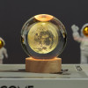 Desidiya Lord Ganesh Ji Crystal Ball Night Light 2.4 Inch Glass Ball Night LED Lamp with Woodern Base Perfect for Gift